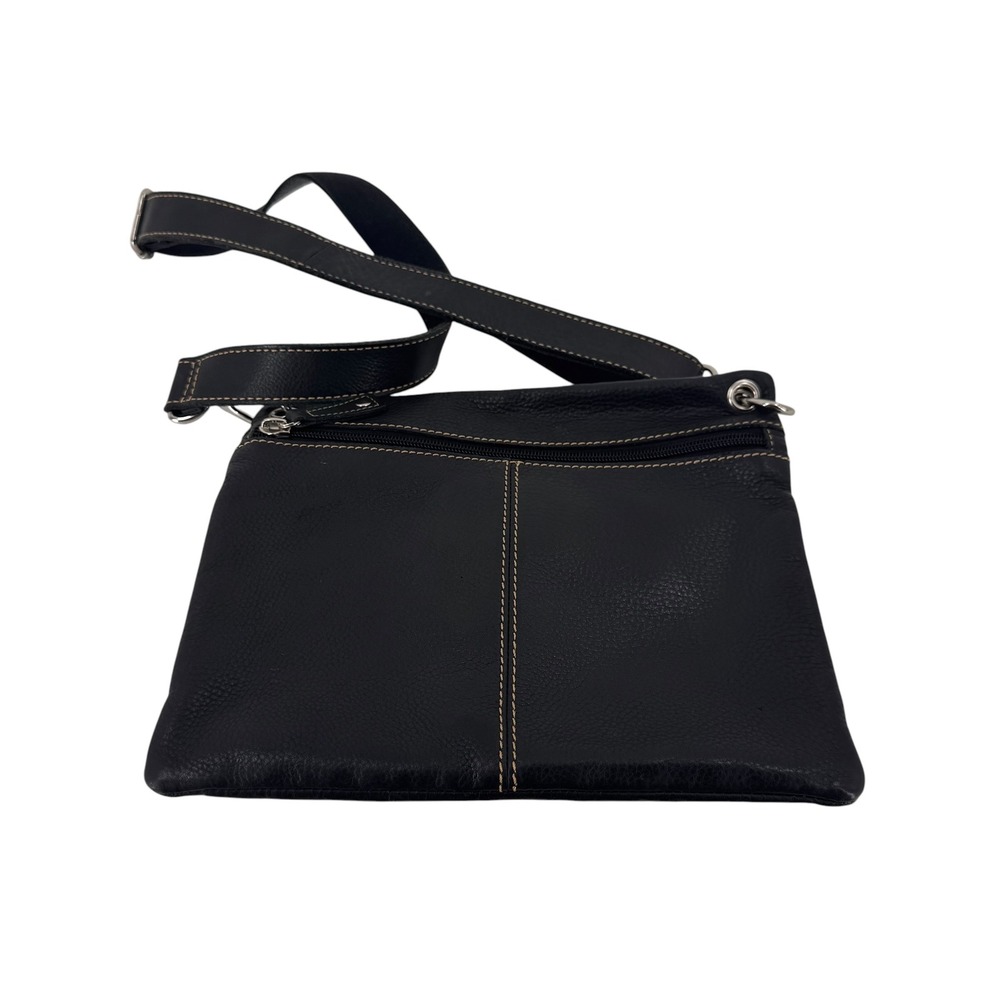 Vintage Fossil Black Pebbled Leather Multi Pocket Organizer Crossbody Bag - Picture 3 of 9